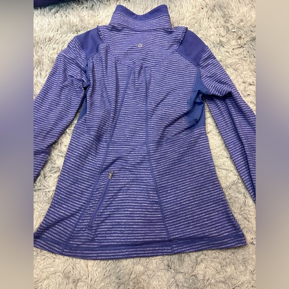 Lululemon Run Your Heart Out Pullover Size 10 Persian Purple Heathered Stripe - Picture 12 of 16